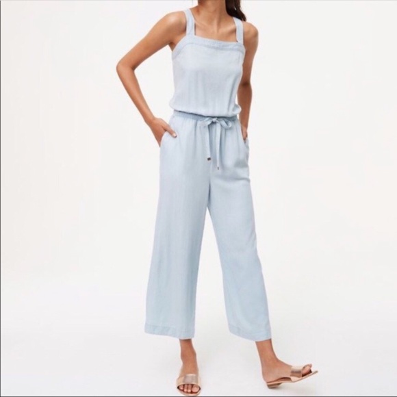 LOFT Pants - Loft Chambray Apron Wide Leg Jumpsuit M